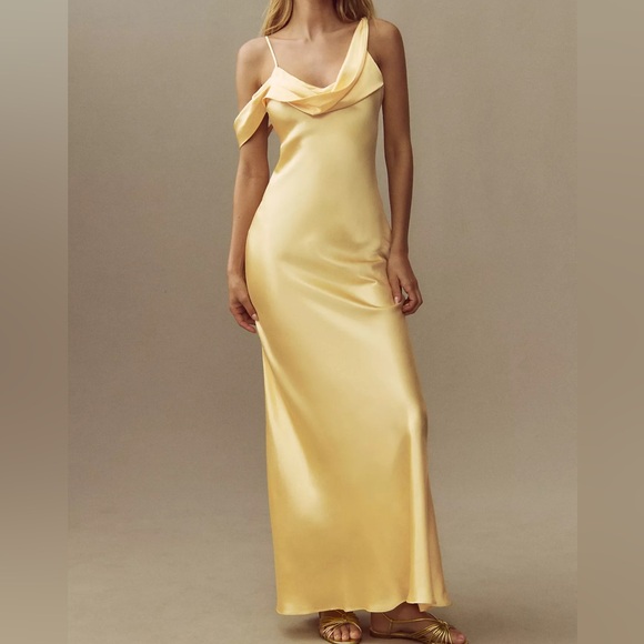 Anthropologie + Reformation Reformation Ronda Asymmetrical Neck Silk Maxi Dress - Picture 2 of 8